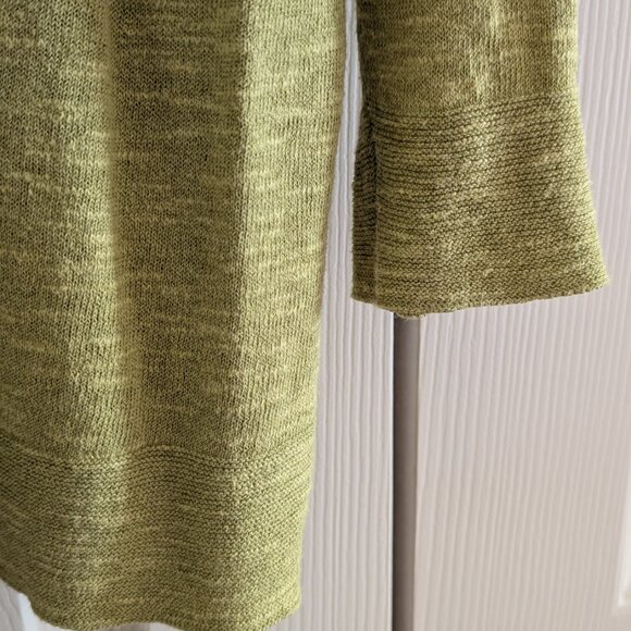 Eileen Fisher Apple Green Organic Linen & Cotton Long Sleeve Tunic - Picture 2 of 4